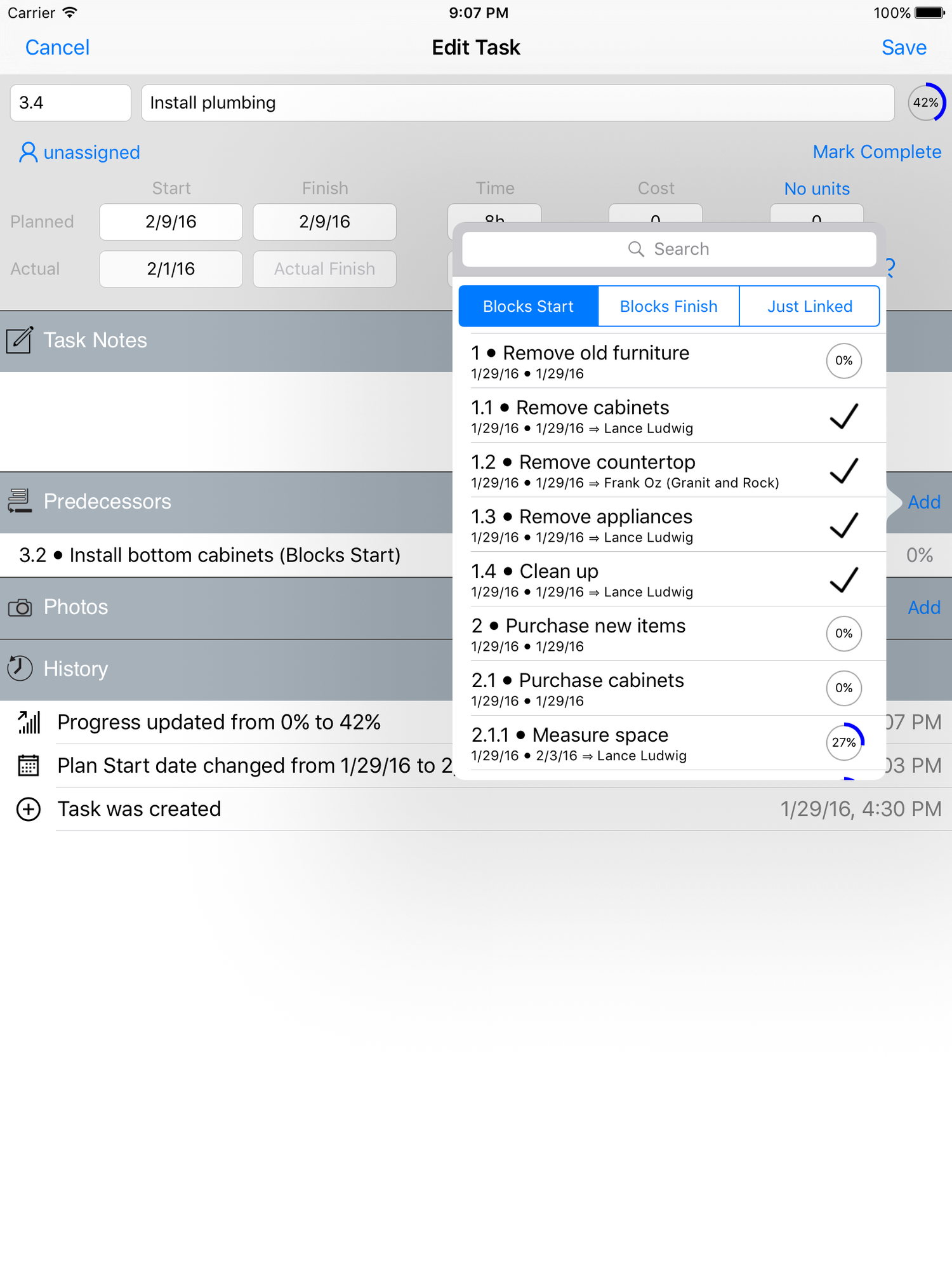 Define Predecessor Task