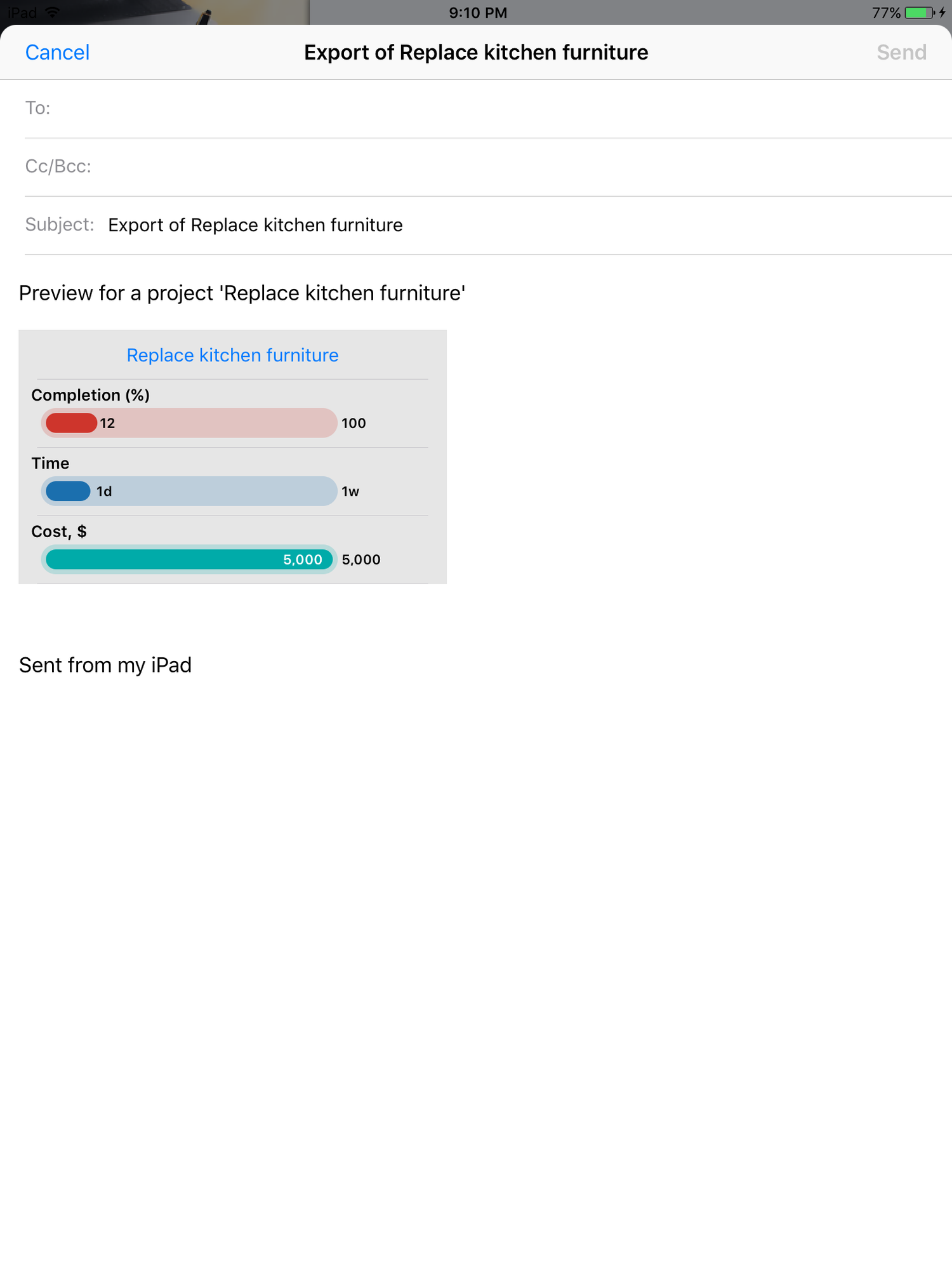 Export via email snapshot